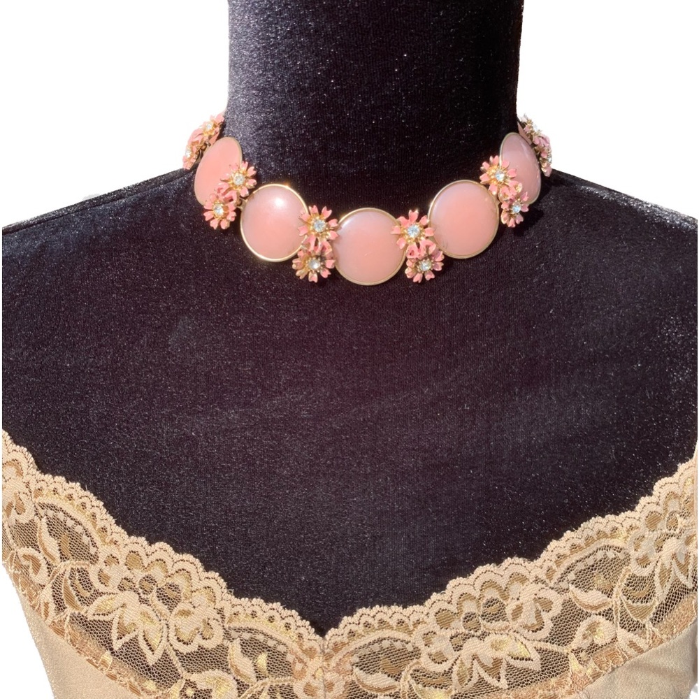 Estate costume necklace choker pink with rhinestones?